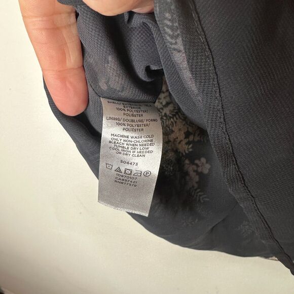 Loft Gray Pink Floral & White Stripe Print VNeck Halter Sleeveless Blouse XSP - Picture 7 of 10